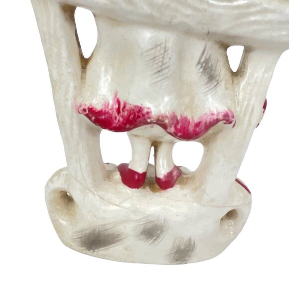 Vintage Hand-Painted Ceramic Figurine Of Woman In Red Bonnet & Dress - Picture 4 of 8